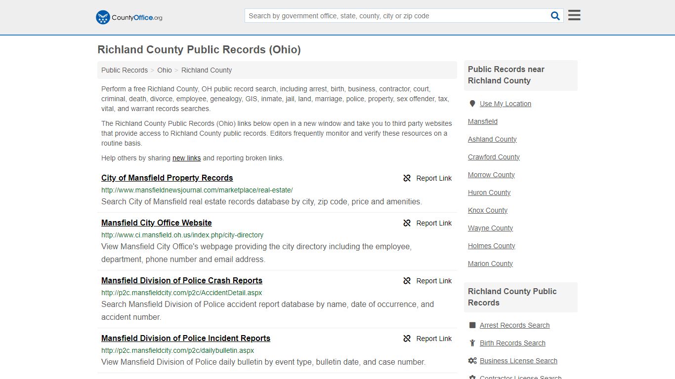 Public Records - Richland County, OH (Business, Criminal, GIS, Property ...